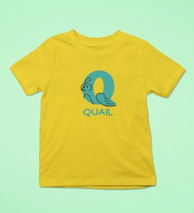 Quacky Quail, Boys Round Neck Blended Cotton Tshirt (Yellow)
