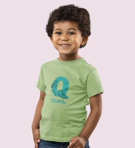 Quacky Quail, Boys Round Neck Blended Cotton Tshirt (Olive)