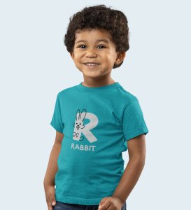 Running Rabit, Printed Cotton Tshirt (Teal) for Boys