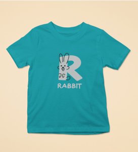 Running Rabit, Printed Cotton Tshirt (Teal) for Boys
