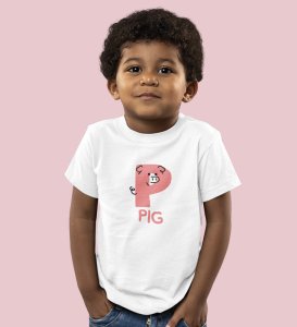 Pepper Pig, Boys Cotton Text Print Tshirt (White)