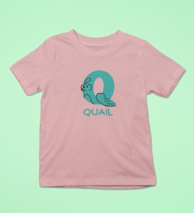 Quacky Quail, Boys Round Neck Blended Cotton Tshirt (Baby pink)