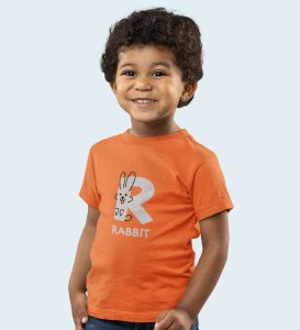 Running Rabit, Printed Cotton Tshirt (Orange) for Boys