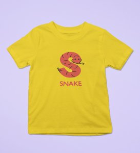 Slippery Snake, Boys Printed Crew Neck Tshirt (Yellow)