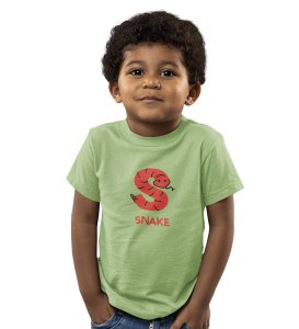 Slippery Snake, Boys Printed Crew Neck Tshirt (Olive)