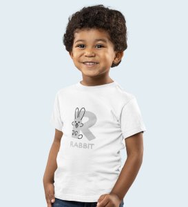 Running Rabit, Printed Cotton Tshirt (White) for Boys