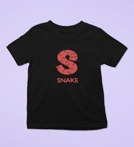 Slippery Snake, Boys Printed Crew Neck Tshirt (Black)