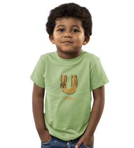 Ugly Unau, Boys Cotton Text Print Tshirt (Olive)