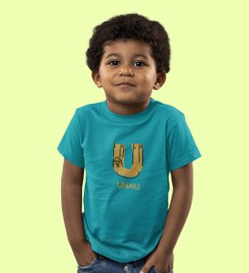 Ugly Unau, Boys Cotton Text Print Tshirt (Teal)