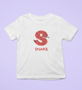 Slippery Snake, Boys Printed Crew Neck Tshirt (White)