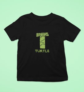 Talking Turtle, Boys Round Neck Printed Blended Cotton Tshirt (Black)
