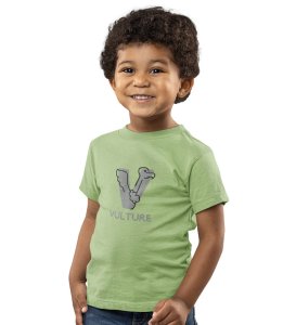 Vulture, Boys Round Neck Printed Blended Cotton Tshirt (Olive)
