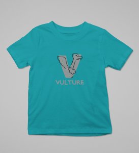 Vulture, Boys Round Neck Printed Blended Cotton Tshirt (Teal)