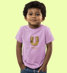 Ugly Unau, Boys Cotton Text Print Tshirt (Purple)