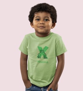 Xenopus Octopus,Boys Cotton Text Print Tshirt (Olive)