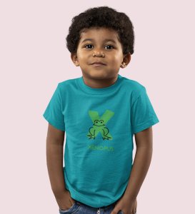 Xenopus Octopus,Boys Cotton Text Print Tshirt (Teal)