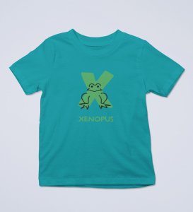 Xenopus Octopus,Boys Cotton Text Print Tshirt (Teal)