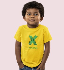 Xenopus Octopus,Boys Cotton Text Print Tshirt (Yellow)
