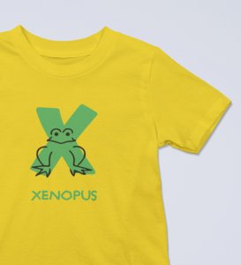 Xenopus Octopus,Boys Cotton Text Print Tshirt (Yellow)