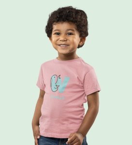 Whale, Boys Printed Crew Neck Tshirt (Baby pink)
Printed Cotton Tshirt for Boys
