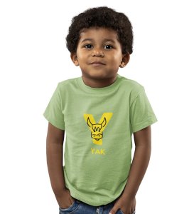 Yellow Yak, Printed Cotton Tshirt (Olive) for Boys