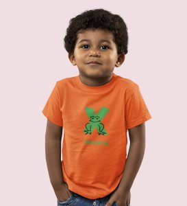 Xenopus Octopus,Boys Cotton Text Print Tshirt (Orange)