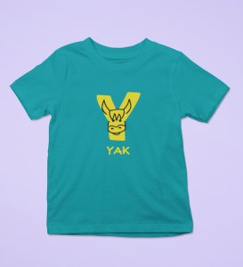 Yellow Yak, Printed Cotton Tshirt (Teal) for Boys