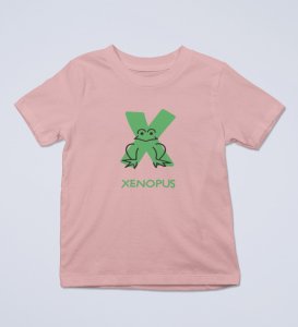 Xenopus Octopus,Boys Cotton Text Print Tshirt (Baby pink)