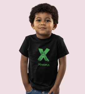 Xenopus Octopus,Boys Cotton Text Print Tshirt (Black)