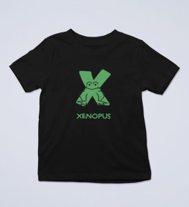 Xenopus Octopus,Boys Cotton Text Print Tshirt (Black)