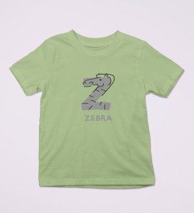 Zigzag Zebra,Boys Round Neck Printed Blended Cotton Tshirt (Olive)