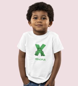 Xenopus Octopus,Boys Cotton Text Print Tshirt (White)