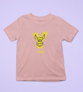 Yellow Yak, Printed Cotton Tshirt (Baby pink) for Boys