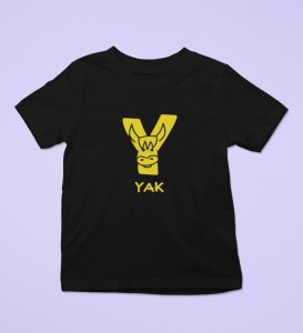 Yellow Yak, Printed Cotton Tshirt (Black) for Boys