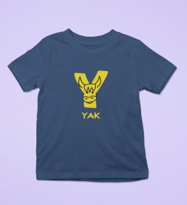 Yellow Yak, Printed Cotton Tshirt (Navy blue) for Boys