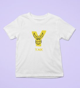 Yellow Yak, Printed Cotton Tshirt (White) for Boys