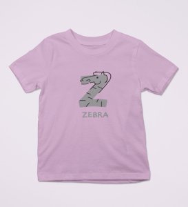 Zigzag Zebra,Boys Round Neck Printed Blended Cotton Tshirt (Purple)