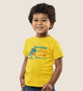 Basketballer Dino, Printed Cotton Tshirt for Boys