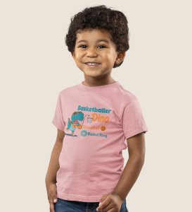Basketballer Dino, Printed Cotton Tshirt for Boys