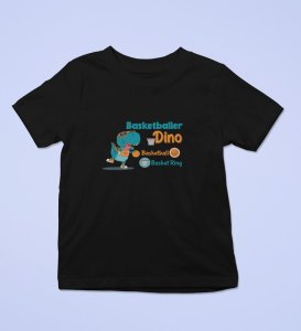 Basketballer Dino, Printed Cotton Tshirt for Boys