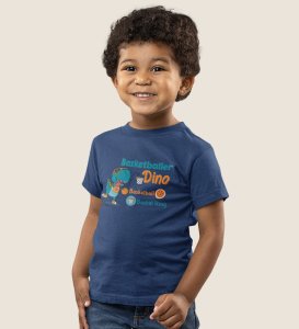 Basketballer Dino, Printed Cotton Tshirt for Boys