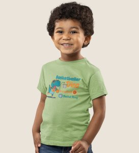 Basketballer Dino, Printed Cotton Tshirt for Boys