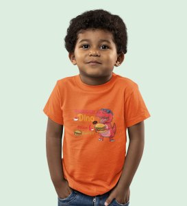 Foodie Dino, Boys Cotton Text Print T-Shirt