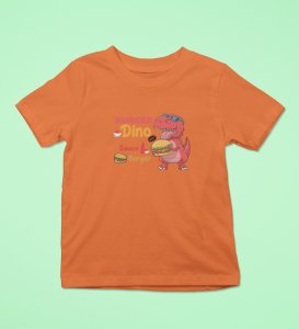 Foodie Dino, Boys Cotton Text Print T-Shirt