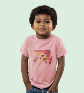 Foodie Dino, Boys Cotton Text Print T-Shirt
