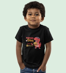 Foodie Dino, Boys Cotton Text Print T-Shirt