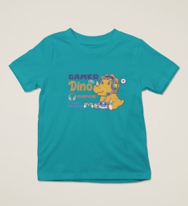 Gamer Dino, Boys Round Neck Blended Cotton Tshirt