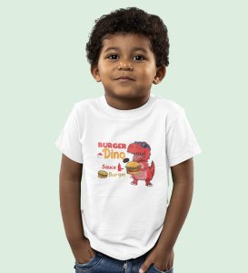 Foodie Dino, Boys Cotton Text Print T-Shirt