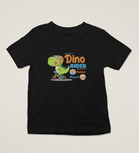 Dino Rider, Boys Round Neck Printed Blended Cotton Tshirt