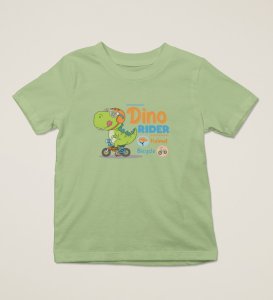 Dino Rider, Boys Round Neck Printed Blended Cotton Tshirt